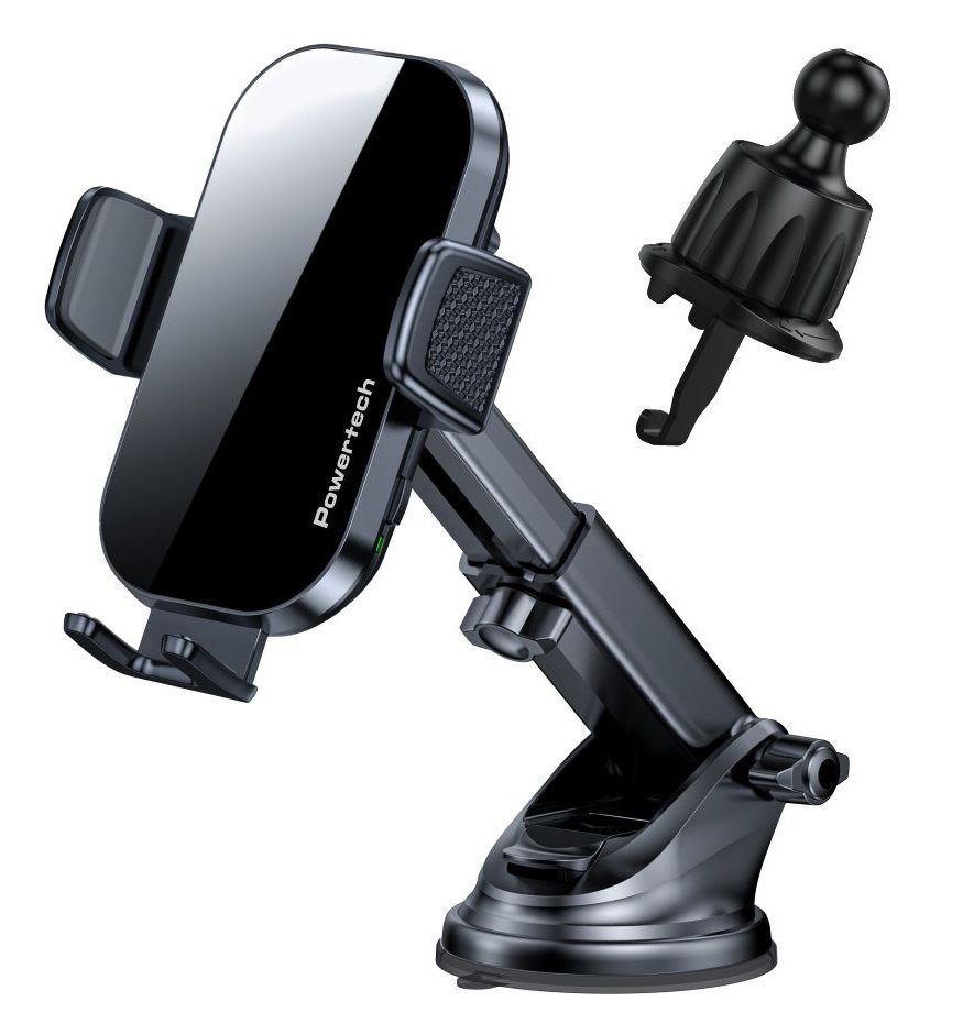 POWERTECH ασύρματος φορτιστής & βάση αυτοκινήτου PT-1271, 15W, μαύρος