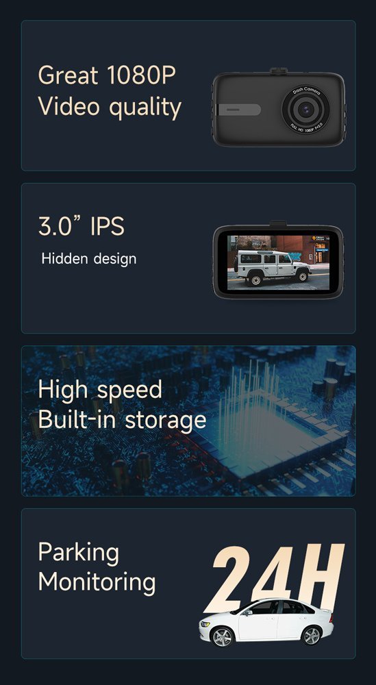 POWERTECH κάμερα αυτοκινήτου PT-1333, 3" οθόνη, 1080p - Image 3