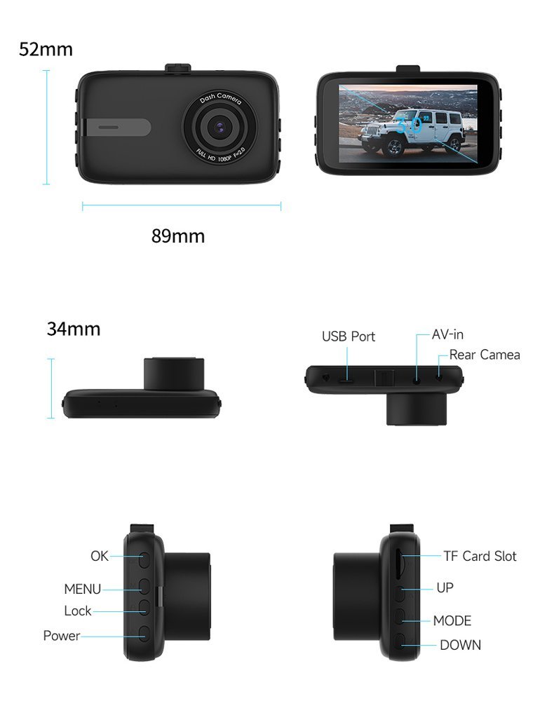 POWERTECH κάμερα αυτοκινήτου PT-1333, 3" οθόνη, 1080p - Image 6