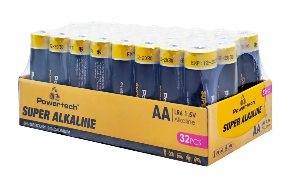 POWERTECH αλκαλικές μπαταρίες Super Alkaline PT-1401, AA, 1.5V, 32τμχ