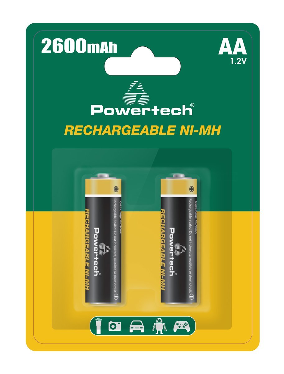 POWERTECH επαναφορτιζόμενες μπαταρίες NI-MH PT-1404, AA, 2600mah, 1.2V, 2τμχ