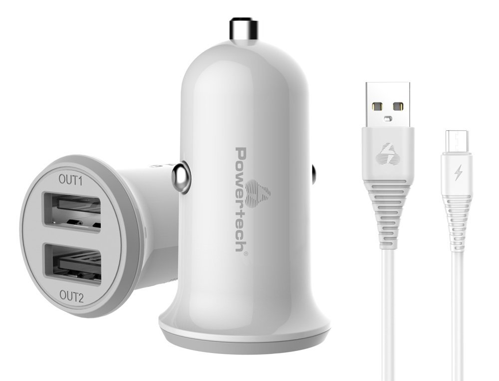 POWERTECH φορτιστής αυτοκινήτου PT-772, καλώδιο micro USB, 2x USB, 3.4A