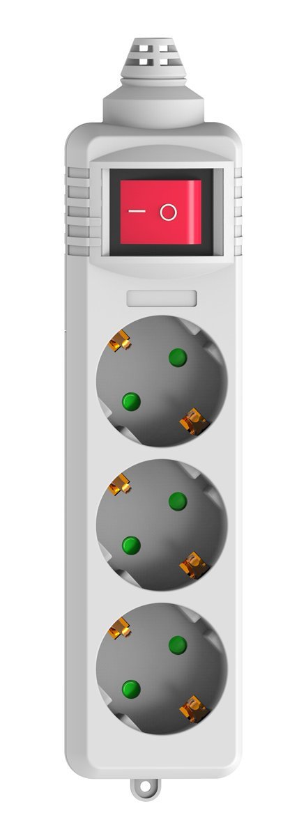 POWERTECH πολύπριζο PT-885, 3x schuko, 16A, χωρίς καλώδιο, λευκό