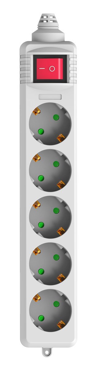 POWERTECH πολύπριζο PT-886, 5x schuko, 16A, χωρίς καλώδιο, λευκό