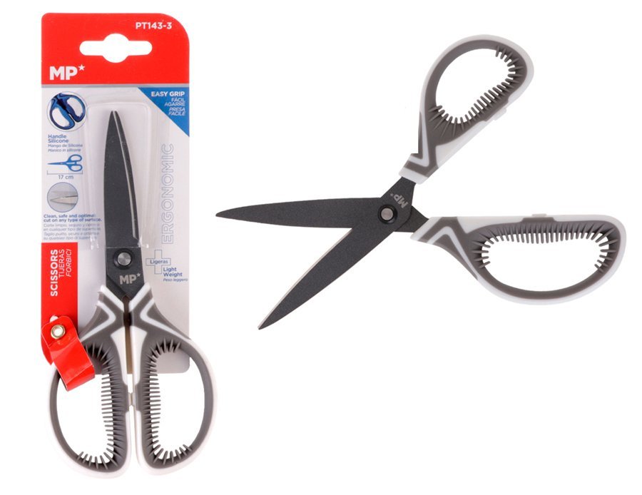 MP ψαλίδι χαρτιού PT143-3, μεταλλική λεπίδα, 17cm, λευκό-γκρι