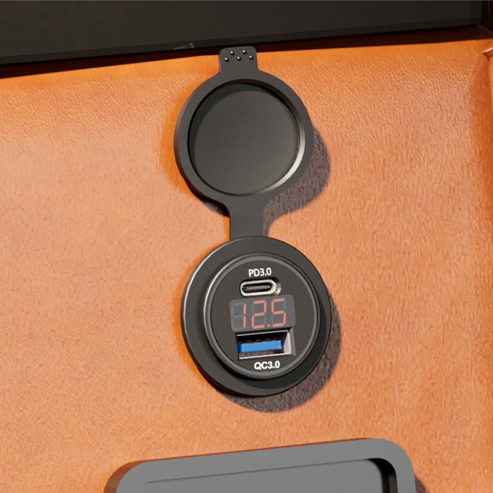 priza USB gia skafi & ochimata, USB/USB-C 36W, me othoni Όchi