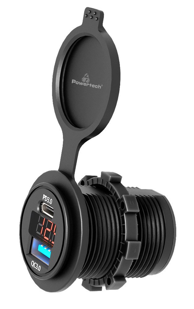 priza USB gia skafi & ochimata, USB/USB-C 36W, me othoni Όchi