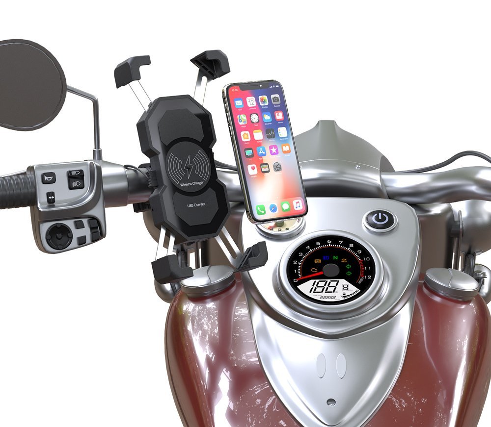 POWERTECH ασύρματος φορτιστής & βάση smartphone μοτοσυκλέτας PTL-024, 7.5W, μαύρη - Image 2