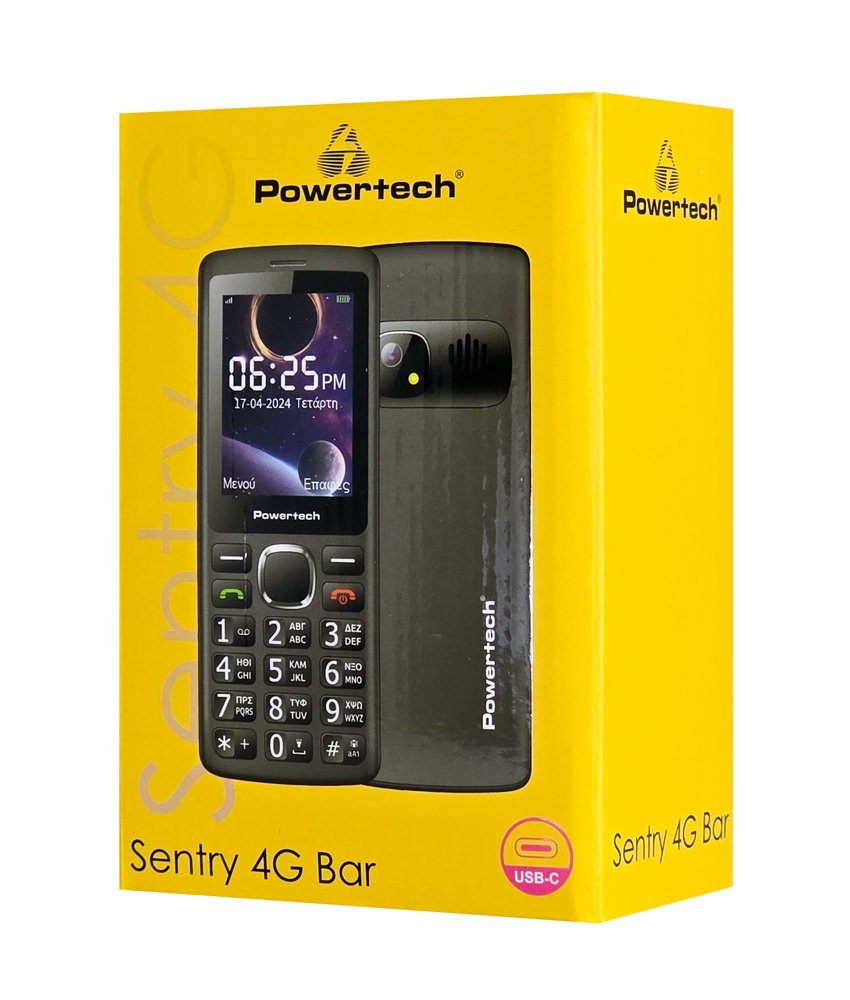 POWERTECH κινητό τηλέφωνο Sentry 4G Bar, 2.4", dual SIM, με κάμερα, μαύρο - Image 3
