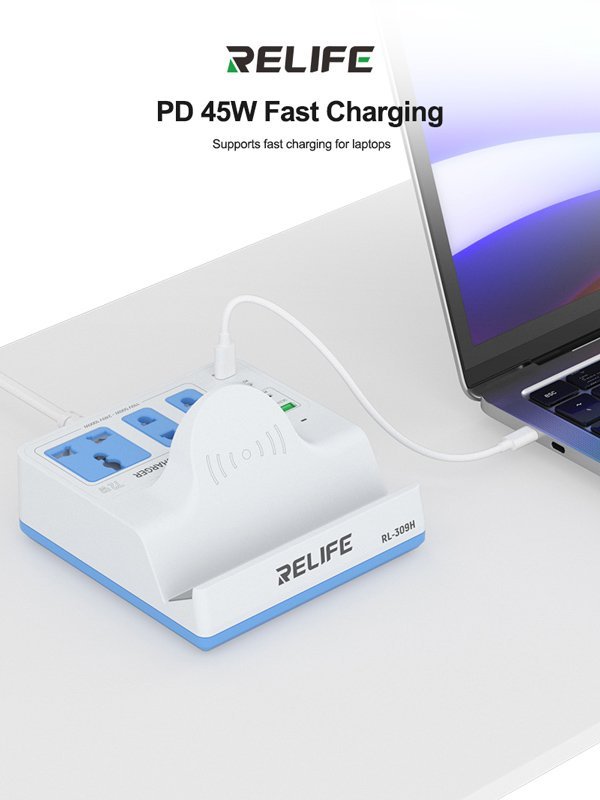 RELIFE σταθμός φόρτισης RL-309H, USB/3x USB-C/3x DC/wireless, 72W, λευκός - Image 4
