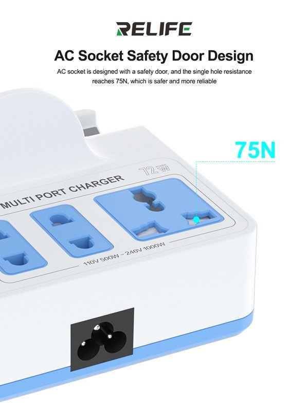 RELIFE σταθμός φόρτισης RL-309H, USB/3x USB-C/3x DC/wireless, 72W, λευκός - Image 6