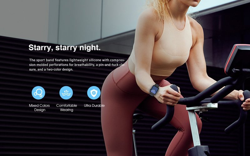 ROCKROSE band σιλικόνης Starry Night για Apple Watch 42/44mm, μπλε - Image 3