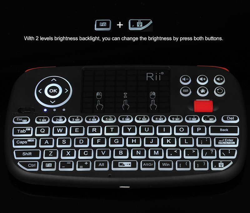 RIITEK ασύρματο mini πληκτρολόγιο i4, backlit, Bluetooth & 2.4GHz, μαύρο - Image 6