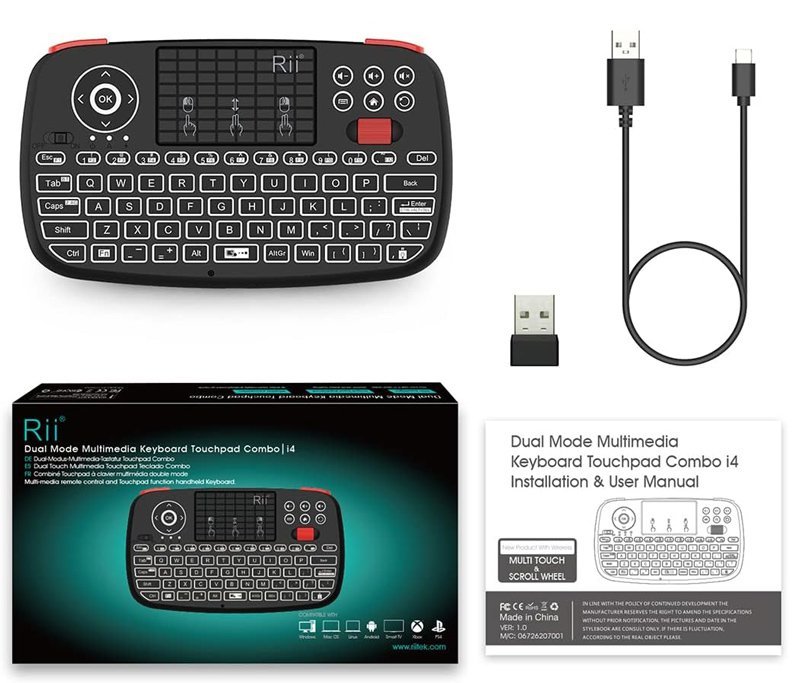 RIITEK ασύρματο mini πληκτρολόγιο i4, backlit, Bluetooth & 2.4GHz, μαύρο - Image 8