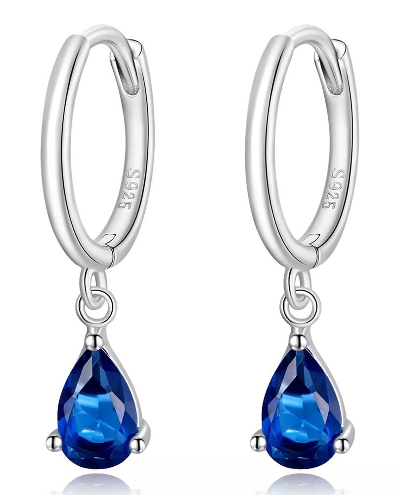 BAMOER σκουλαρίκια κρίκοι SCE1018-BU με κυβική ζιρκόνια, ασήμι 925, μπλε