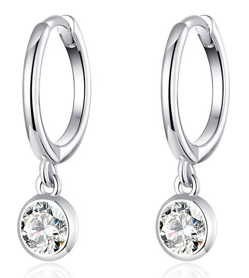 BAMOER σκουλαρίκια κρίκος SCE830 με κυβική ζιρκόνια, ασήμι 925, ασημί