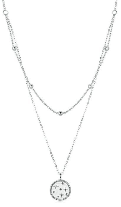 BAMOER κολιέ SCN365 δυο σειρών, ασήμι 925, ασημί