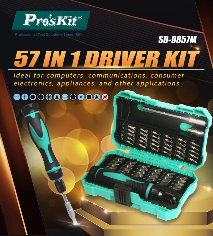 PROSKIT σετ κατσαβίδι ακριβείας SD-9857M με 54 μύτες, με θήκη, 57τμχ - Image 2