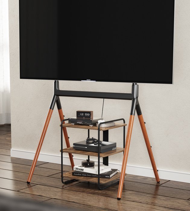 BRATECK ραφιέρα δαπέδου SFR-04, 45.4x40x49.6cm, έως 90kg, καφέ-μαύρο - Image 2