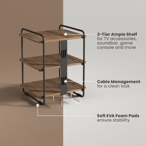 BRATECK ραφιέρα δαπέδου SFR-04, 45.4x40x49.6cm, έως 90kg, καφέ-μαύρο - Image 4