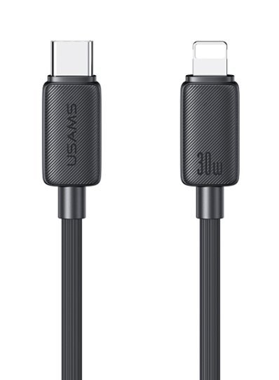 USAMS καλώδιο Lightning σε USB-C US-SJ692, 30W, 480Mbps, 1m, μαύρο
