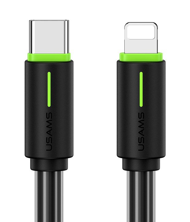 USAMS καλώδιο Lightning σε USB-C US-SJ735, 30W, 480Mbps, 1m, μαύρο