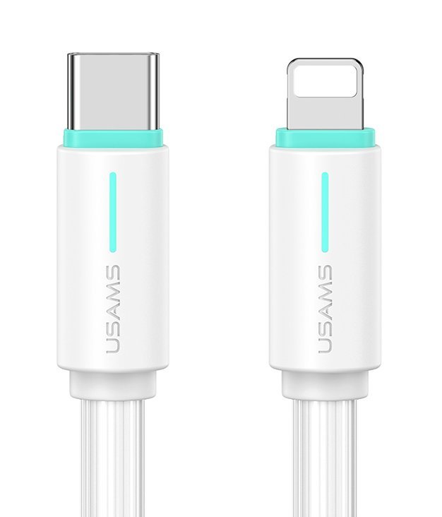 USAMS καλώδιο Lightning σε USB-C US-SJ735, 30W, 480Mbps, 1m, λευκό