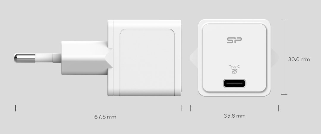 SILICON POWER φορτιστής τοίχου SP20WASYQM121PCW, USB-C, PD 20W, λευκός - Image 3