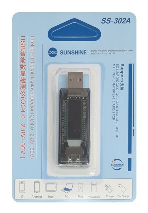 SUNSHINE USB tester φόρτισης SS-302A, V/A/Time/mAh - Image 8