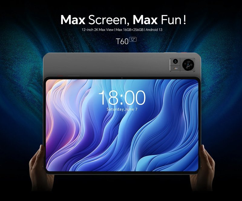 TECLAST tablet T60, 12" HD, 8/256GB, Android 13, 4G, 8000mAh, γκρι - Image 2