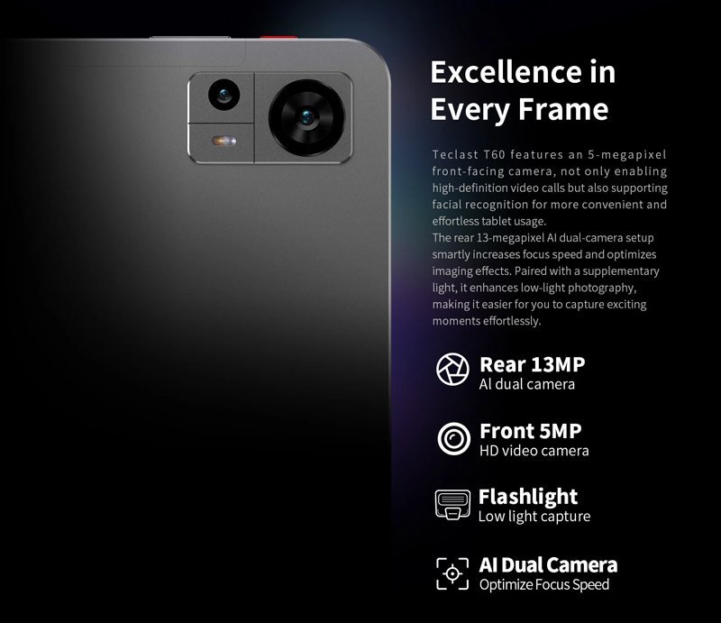 TECLAST tablet T60, 12" HD, 8/256GB, Android 13, 4G, 8000mAh, γκρι - Image 4