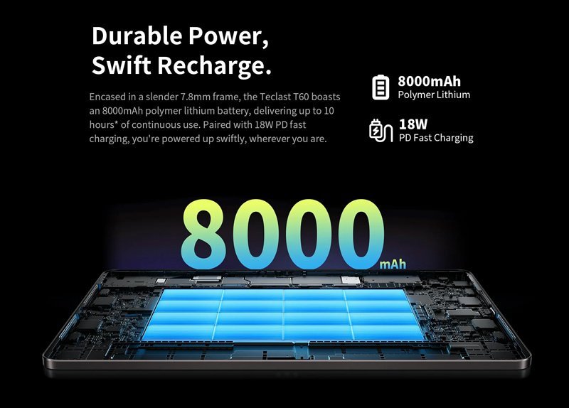 TECLAST tablet T60, 12" HD, 8/256GB, Android 13, 4G, 8000mAh, γκρι - Image 14