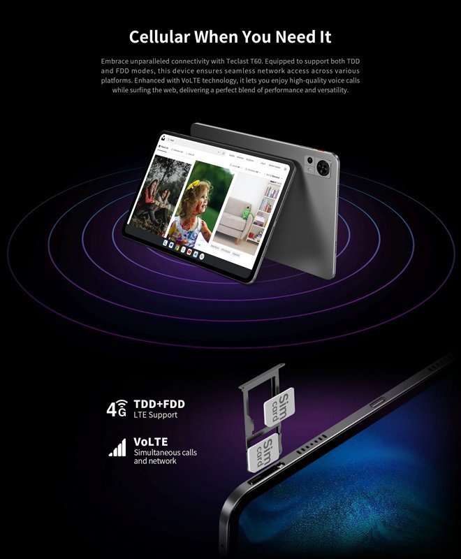 TECLAST tablet T60, 12" HD, 8/256GB, Android 13, 4G, 8000mAh, γκρι - Image 15