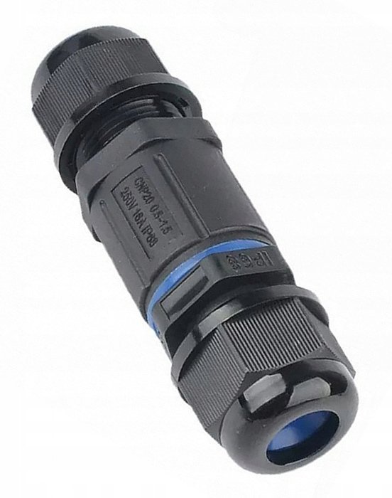 POWERTECH αδιάβροχος σύνδεσμος καλωδίων τροφοδοσίας TOOL-0112, 3pin, IP68, μαύρος