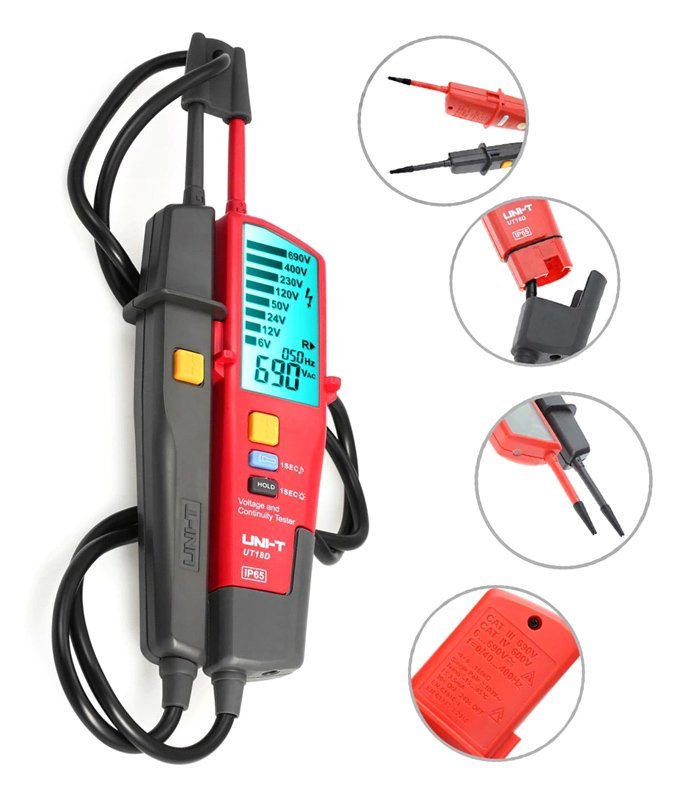 UNI-T μετρητής τάσης AC/DC UT18D, αδιάβροχος IP65, 12V έως 690V - Image 2