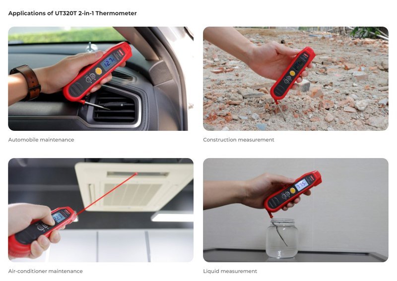 UNI-T ψηφιακό θερμόμετρο 2 in 1 UT320T, -40~300 °C, IP54 - Image 2