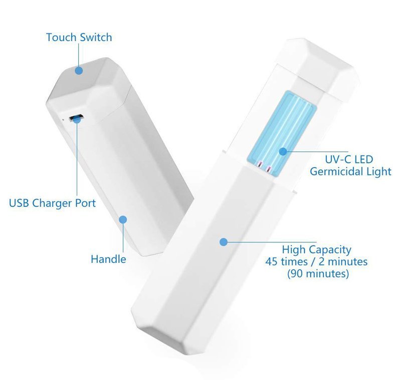 Mini αποστειρωτής υπεριώδους ακτινοβολίας UVC UVS-WH, φορητός, λευκός - Image 4