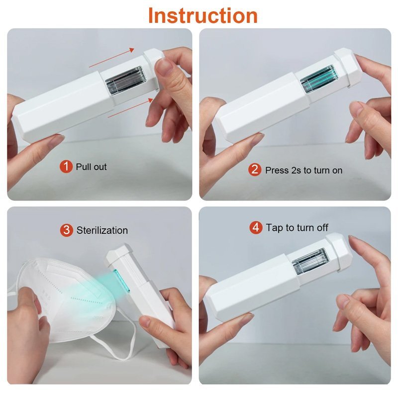 Mini αποστειρωτής υπεριώδους ακτινοβολίας UVC UVS-WH, φορητός, λευκός - Image 7