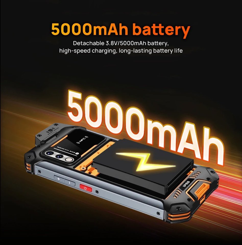 UNIWA smartphone W999, 6.3", 8/128GB , ηχείο 2W, Atex Zone 2, IP68, μαύρο - Image 4