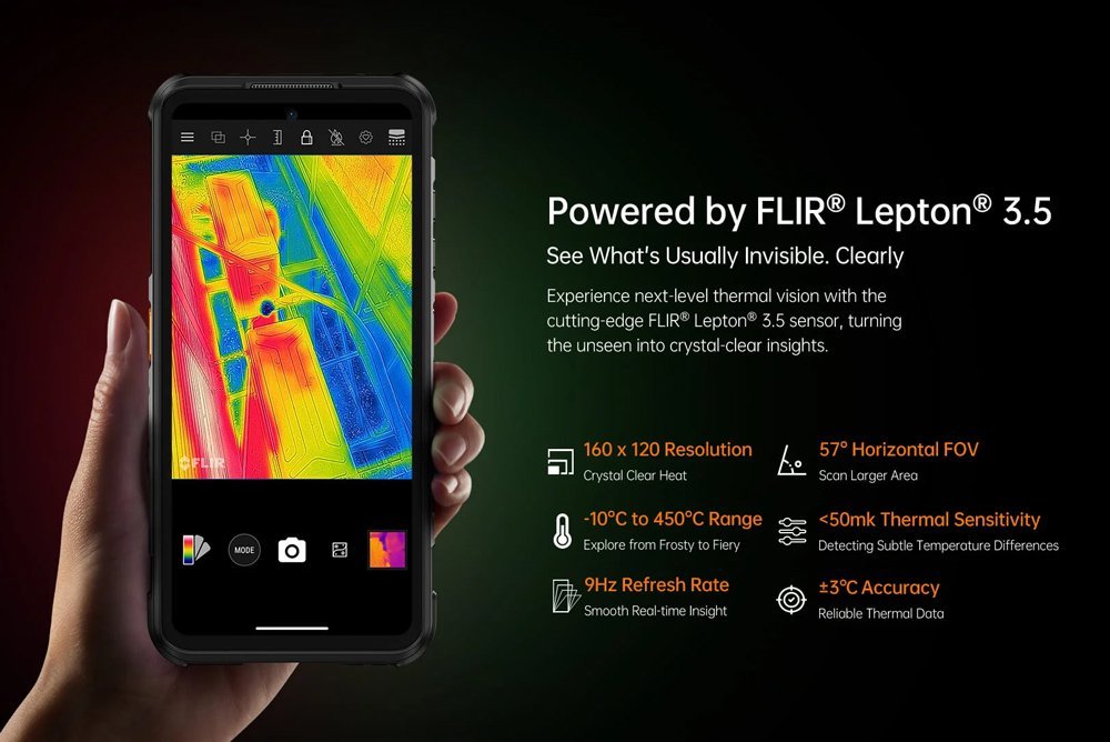 RUGONE smartphone Xever 7 Pro με θερμική εικόνα, 6.67", 12/512GB, 5G, 5550mAh, IP68/IP69K/MIL-STD-810H, μαύρο - Image 4