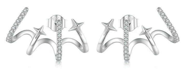 BAMOER σκουλαρίκια καρφωτά YIE223 με κυβική ζιρκόνια, ασήμι 925, ασημί