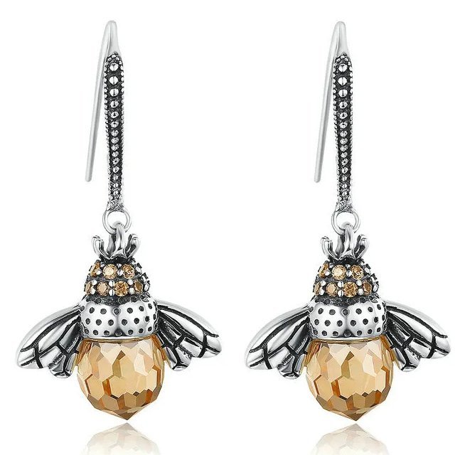 BAMOER σκουλαρίκια κρεμαστά YIE230-A, κυβική ζιρκόνια, ασήμι 925, ασημί