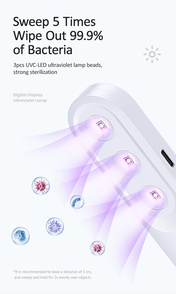 USAMS UV Αποστειρωτής ultra mini US-ZB159,με οθόνη & μπαταρία, λευκός - Image 3