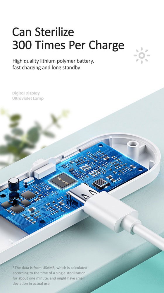 USAMS UV Αποστειρωτής ultra mini US-ZB159,με οθόνη & μπαταρία, λευκός - Image 4