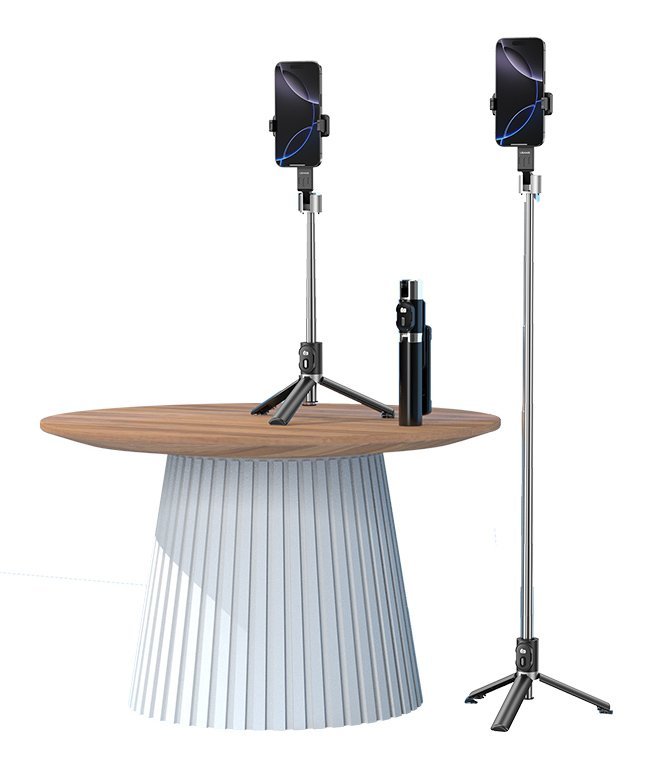 USAMS selfie stick ZB324 με τρίποδο, έως 110cm, Bluetooth, μαύρο - Image 4