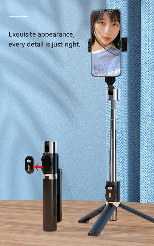 USAMS selfie stick ZB324 με τρίποδο, έως 110cm, Bluetooth, μαύρο - Image 5