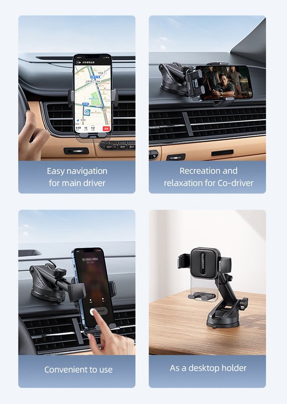 USAMS βάση smartphone αυτοκινήτου US-ZJ072 για ταμπλό/παρμπρίζ, μαύρη - Image 4