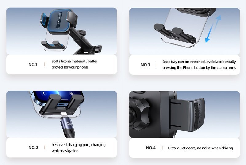 USAMS βάση smartphone αυτοκινήτου US-ZJ072 για ταμπλό/παρμπρίζ, μαύρη - Image 5