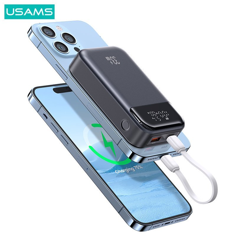 USAMS power bank CD22 με οθόνη, 2x θύρες εξόδου, 0000mAh, PPS 33W, γκρι - Image 5
