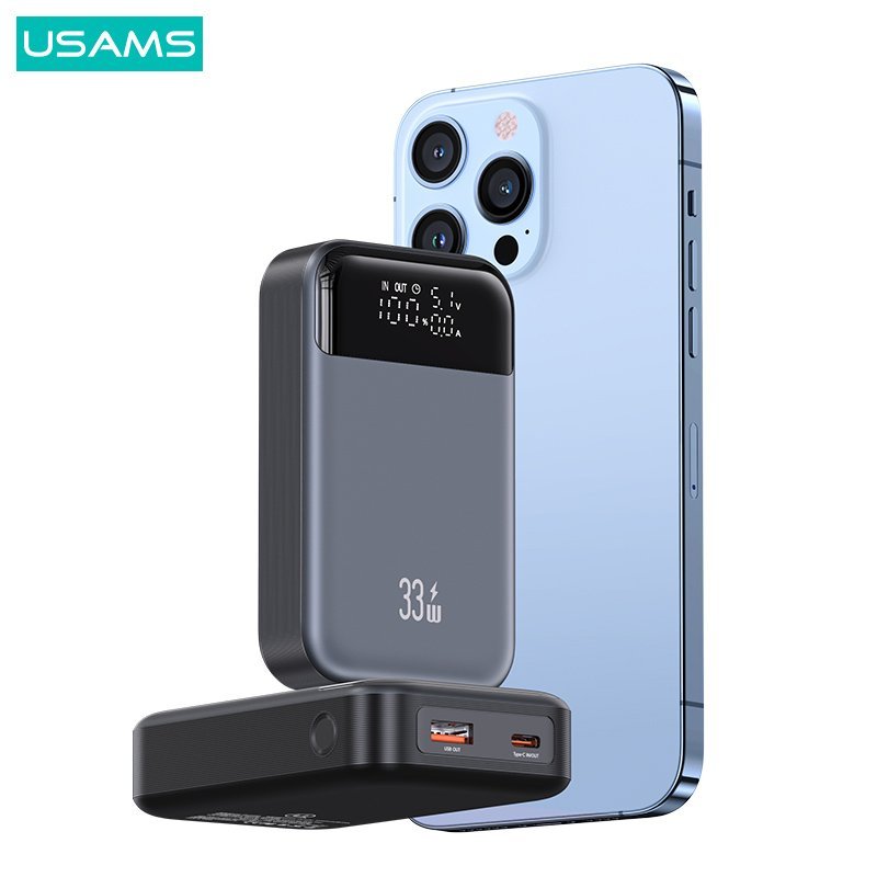 USAMS power bank CD22 με οθόνη, 2x θύρες εξόδου, 0000mAh, PPS 33W, γκρι - Image 6